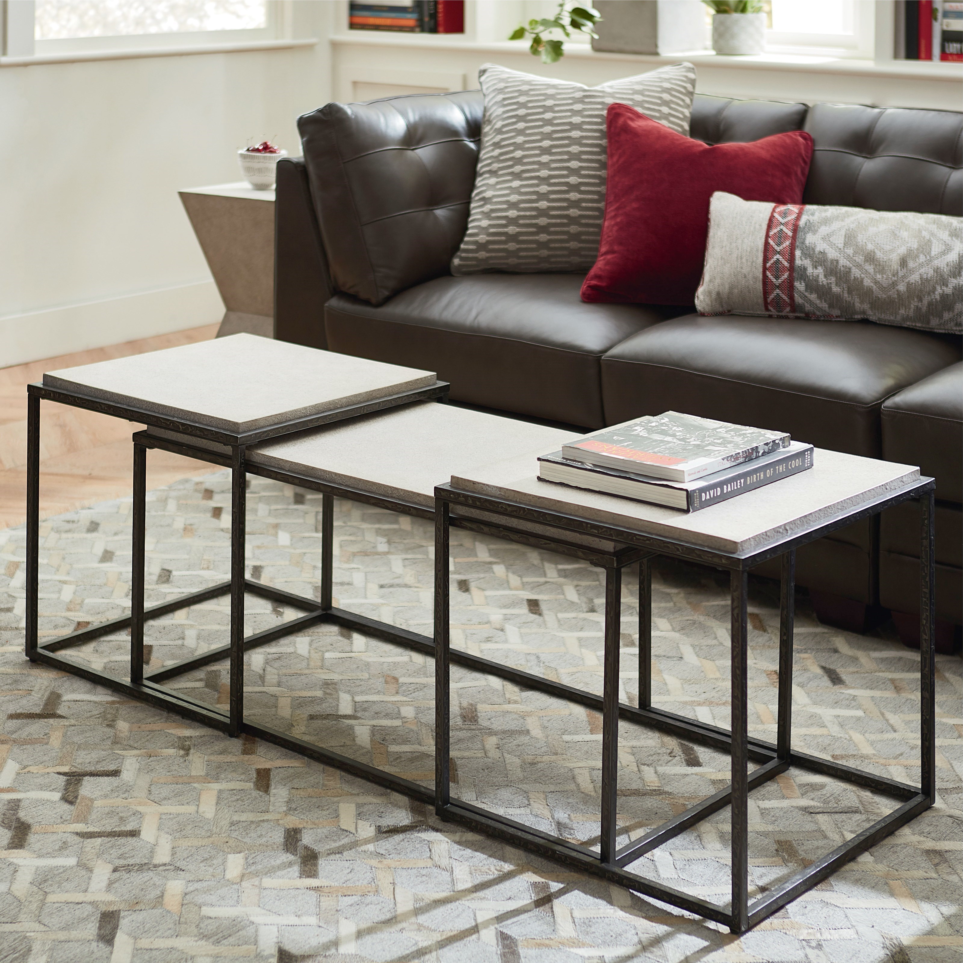 Bassett Boulder Modern Industrial Bunching Cocktail Table Williams